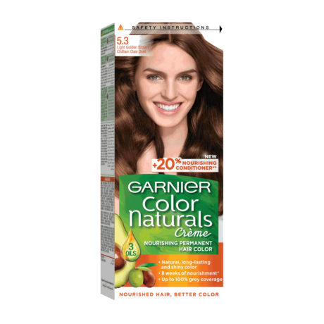 GARNIER COLOR NATURALS NOURISHING PERMANENT HAIR COLOR LIGHT GOLDEN BROWN 5.3