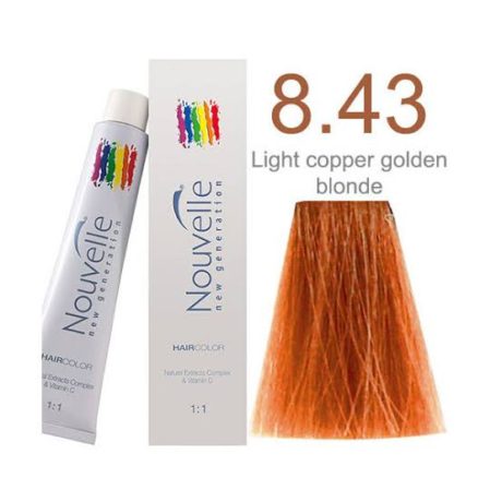 NOUVELLE NEW GENERATION HAIR COLOR CREAM LIGHT COPPER GOLDEN BLONDE 8.43