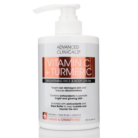 Advanced Clinicals Vitamin C +Turmeric Brightening Face & Body Cream 15Oz