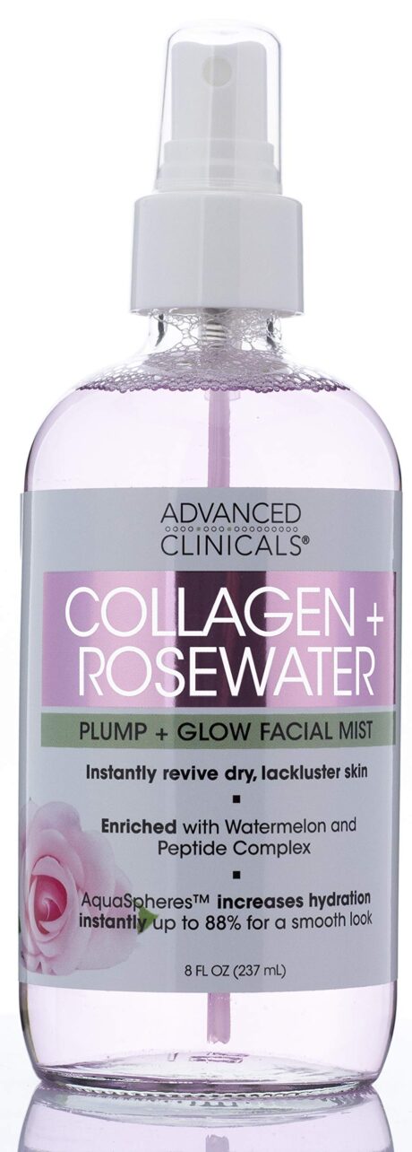 Advanced Clinicals Collagen + Rosewater Facial Mist 8 Oz