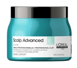 L'Oreal Professionnel Scalp Advanced Clay Anti- Oiliness 2-In-1 Shampoo & Mask Deep Purifier 500ml