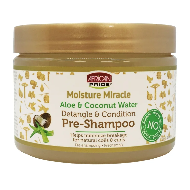 African Pride Moisture Aloe & Coconut Water Miracle Pre-Shampoo 12oz